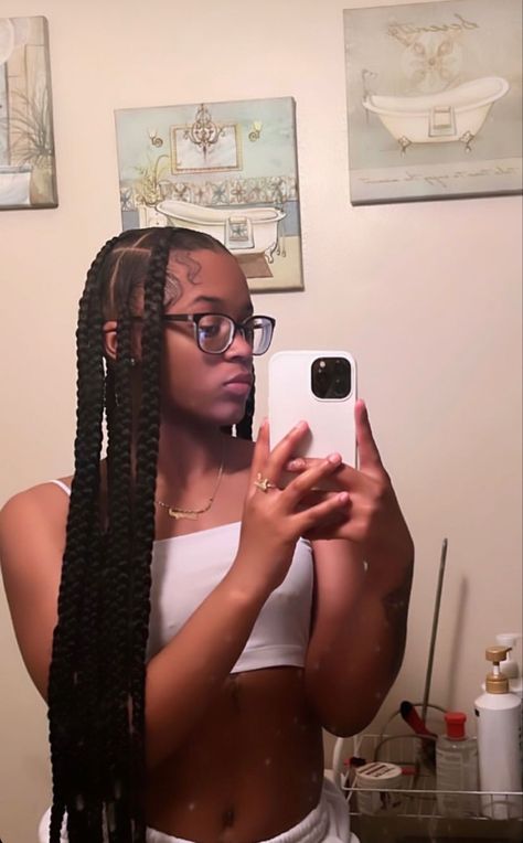 Jayda Wayda Jumbo Braids, Ponytails Braids For Black Hair, Big Part Knotless Braids, Huge Knotless Braids, 8 Box Braids Hairstyles, Simple Box Braids For Black Women, Two Big Braids Hairstyle, Cute Braided Hairstyles Simple, Jadya Wayda Braids 5 Braids