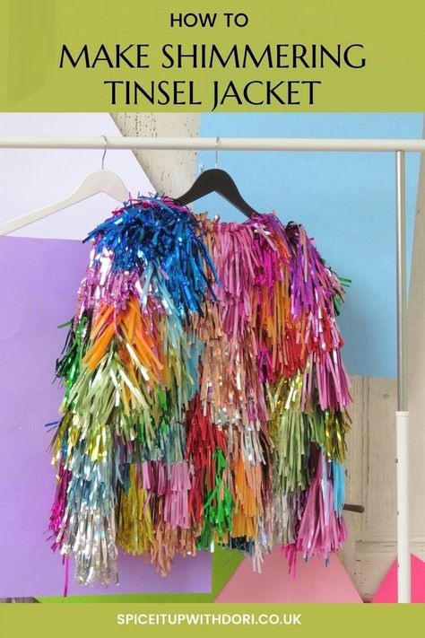 Couture, Fringe Jacket Diy, Diy Tinsel Jacket, Recycled Fashion Diy, Upper Body Hiit, Diy Karneval, Tinsel Jacket, Karneval Diy, Upper Body Hiit Workouts