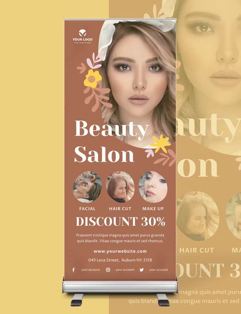 Beauty Salon Roll-up Banner Template AI, EPS, PSD Beauty Salon Banner, Indian Beauty Parlour Banner Design, Beauty Parlor Banner Design, Makeup Banner, Beauty Saloon Flyer Design, Product Roll Up Banner Design, Rollup Banner Design, Rollup Banner, Roll Up Banner