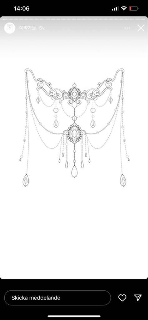 Chandelier Tattoos For Women Leg, Chandelier Chest Tattoo Female, Chain Tattoo Design For Women, Jewel Neck Tattoo, Lace Jewel Tattoo, Gem Bracelet Tattoo, Belly Chain Tattoo, Chandelier Back Tattoo, Arm Jewelry Tattoo