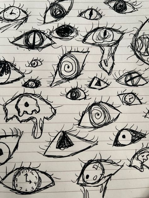 Drawing Ideas Creepy Dark, Eyeball Black And White, Insane Eyes Draw, Ommetaphobia Art, Eye Scary Drawing, Watching Eyes Art, Creepy Eyeball Drawing, Eye Ball Drawing Easy, Eyeball Drawing Tutorial