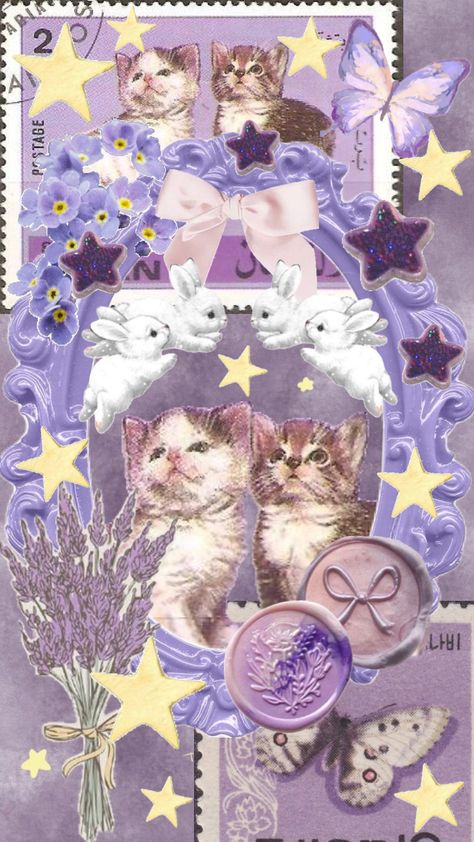 #purple #lavender #pastel #violet #cats #kittens #coquette #flowers #monochrome Coquette Flowers, Pastel Violet, Purple Aesthetic Background, Wonderland Artwork, Violet Aesthetic, Phone Wallpaper Boho, Pretty Backgrounds, Purple Cat, Cats Kittens