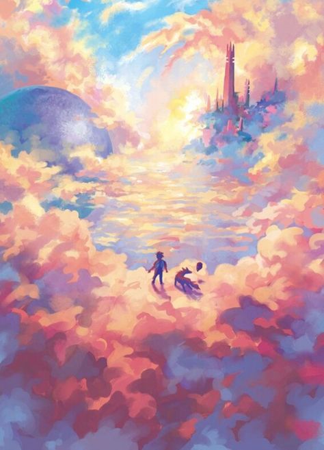 Cloud Illustration, Illustration Manga, Arte Inspo, Fantasy Art Landscapes, In The Clouds, 판타지 아트, Art And Illustration, Drawing Tutorials, Anime Boys