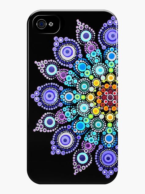 A summer 2015 mandala, one of my first canvases. • Millions of unique designs by independent artists. Find your thing. Mandala Art In Phone Case, Phone Back Cover Painting Ideas, Mandala Phone Cover, Mandala Art Phone Case, Love Mandala, Mandala Phone Case, Mandala Iphone Case, Phone Case Diy Paint, Mandala Iphone