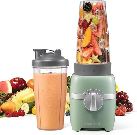 Starfrit Personal Blender - Two 828ml Cups - Two Blades - High, Low & Pulse Modes - 300W - Sage : Amazon.ca: Home Personal Blender, Juicer, Grey, Travel