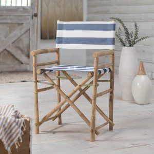 Bamboo 18 Inch Standard Height Directors Chair with Stripe Cover - Set of 2 - Directors Chairs at Hayneedle Indoor Bamboo, Unique Chairs Design, Director Chair, Bell Tents, Striped Chair, Folding Beach Chair, Folding Camping Chairs, Directors Chair, Perfect Backyard