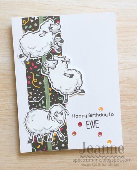 Stampin Up Counting Sheep Birthday Cards, Sheep Birthday Cards, Stampin Up Sheep Cards, Stampin Up Counting Sheep Cards, Ahg Woven, Stampin Up Counting Sheep, Sheep Cards, Homemade Birthday Cards, Counting Sheep