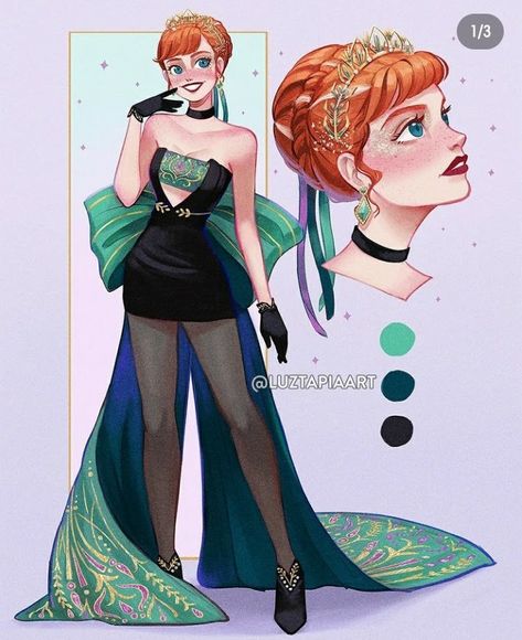 Luz Tapia Art, Modern Disney Princess, Designer Disney, Dresses Drawing, Disney Characters Costumes, Princesas Disney Anime, Modern Disney Characters, Disney Princess Artwork, Disney Princess Fan Art