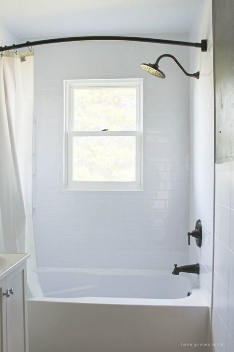 Bathroom Ideas With Window Above Tub, Bathroom Tile Ideas Shower Tub Surround Half Walls, Bathroom Windows In Shower, Bath Fitter, Bathroom Vibes, Tub Remodel, Bathtub Surround, Mold In Bathroom, Flip House