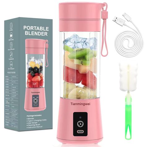 PRICES MAY VARY. Safety & Food-Grade Material - The juicer cup is made of food-grade non-toxic and eco-friendly PC & ABS material, bpa free, you can enjoy fresh nutrient retention and wonderful leisure time. Blade for Superb Mixing - 6 pcs blades and strong motor system make it a powerful functions, you can make juice, baby supplementary food, milk shake even amazing smoothie. It doesn’t leave chunks of fruit and ice and no noisy like traditional blenders. RECHARGEABLE PORTABLE: The USB juicer c Travel Blender, Blender Cup, Shakes And Smoothies, Delicious Smoothies, Protein Mix, Personal Blender, Mini Blender, Kitchen Games, Blender Bottle