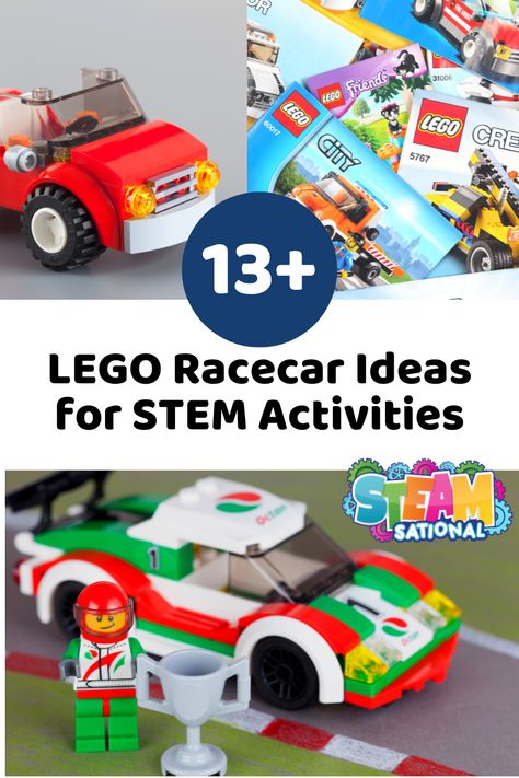 13 LEGO Race Car Ideas- LEGO Race Cars Make STEM Fun! Lego Stem Activities, Lego Stem Challenge, Lego Stem, Stem Activities Middle School, Lego Engineering, Lego Math, Stem Activities For Kids, Easy Lego Creations, Fun Stem Activities