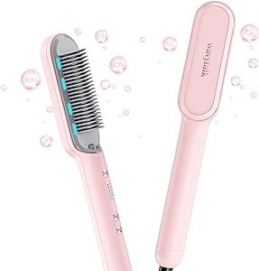 Wavytalk Hair Straightener Brush, Ionic Hair Straightening Comb with Negative Ions, Anti-Scald Ceramic Flat Iron Comb Fast Heating for Home Salon, Dual Voltage Pink. Wavytalk Straightener Brush, Steam Straightener, Steam Hair Straightener, Hair Straightening Brush, Hair Straightener Brush, India Trip, Straightener Brush, Straightening Comb, Ceramic Flat Iron