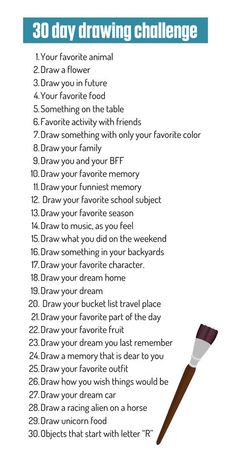 Art Promt Ideas, Eyfs Challenges, How To Draw Art, Doodle Challenge, 30 Day Art Challenge, Art Journal Challenge, 30 Day Drawing Challenge, Journal Challenge, Drawing Ideas List