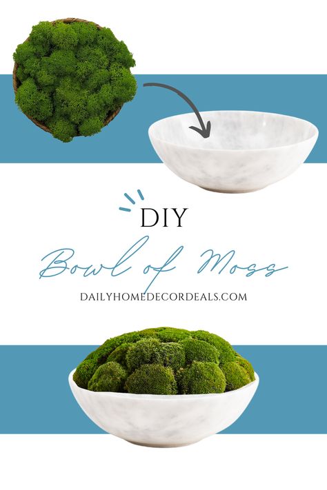 How to create and DIY a designer centerpiece using a marble bowl and moss for just $50! Restoration Hardware Moss Bowl, Moss Bowl Diy, Moss Centerpieces Dining Room, Marble Bowl Decor, Lindy Galloway, Moss Bowl Decor, Moss Bowl Centerpiece Diy, Moss Centerpieces Diy, Long Dining Table Decor