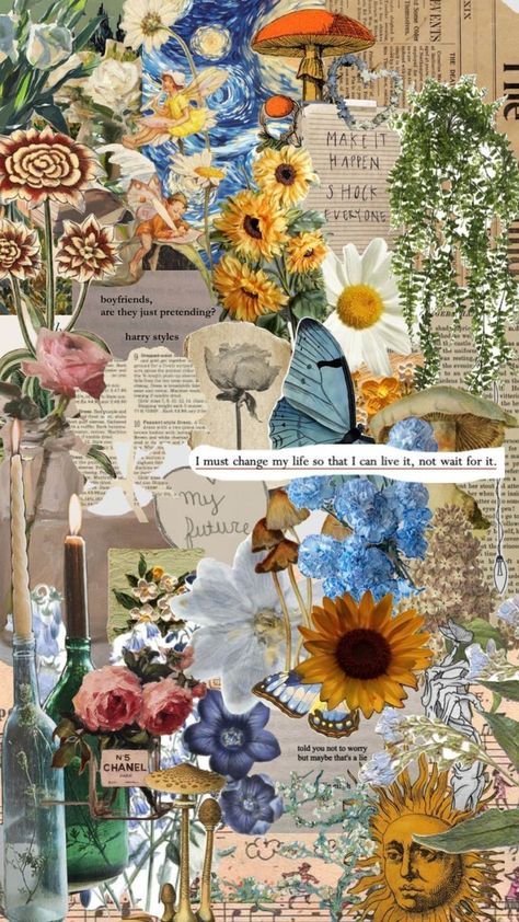 Aesthetic Health, Tattoo Health, Nature Collage, Cocoppa Wallpaper, Vintage Flowers Wallpaper, Arte Van Gogh, Bee Tattoo, Collage Background, Cute Patterns Wallpaper