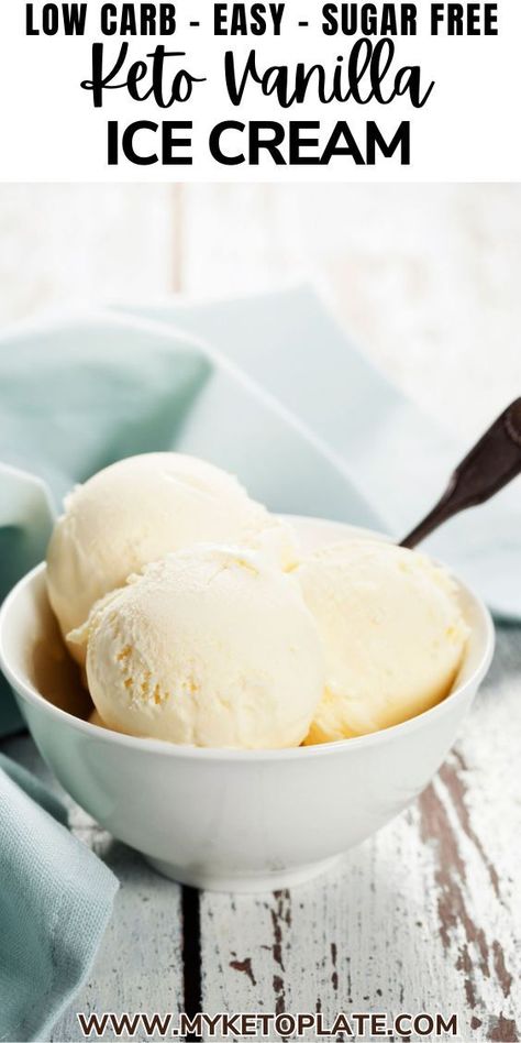 This keto vanilla ice cream recipe is tasty, super simple to make, and has the same delicious flavor as regular ice cream. With just 5 basic ingredients, you can create a wonderfully smooth and creamy sugar-free ice cream that's bursting with amazing vanilla taste. Keto Vanilla Ice Cream, Ice Cream From Scratch, Homemade Vanilla Ice Cream Recipe, Ice Cream Alternative, Sugar Free Ice Cream, Easy Ice Cream Recipe, Vanilla Ice Cream Recipe, Homemade Vanilla Ice Cream, Protein Ice Cream