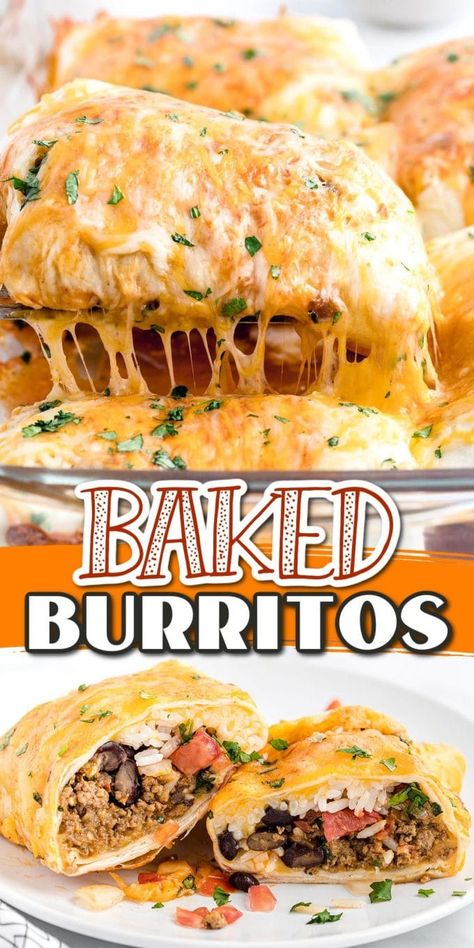 Princess Pinky Girl Recipes, Burritos Recipes, Smothered Beef, Baked Burritos, Beef Bake, Burritos Beef, Black Bean Rice, Beef Burrito Recipe, Burrito Recipes