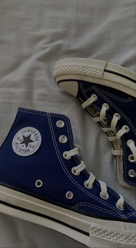 Navy Blue Converse Outfit, Blue Converse Aesthetic, Dark Blue Converse, Blue Converse Outfit, Converse Chuck Taylor 70s, Navy Blue Converse, Converse Chuck 70s, 70s Converse, Cute Converse Shoes