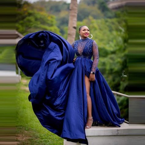 Prom Dresses Plus Size With Sleeves Royal Blue, Luxury Blue Long Sleeve Gown, Luxury Long Sleeve Blue Gown, Glamorous Blue Long Sleeve Gown, Luxury Royal Blue Floor-length Evening Dress, High Neck Evening Dress, Royal Blue Evening Dress, Masquerade Ball Gown, African Gowns