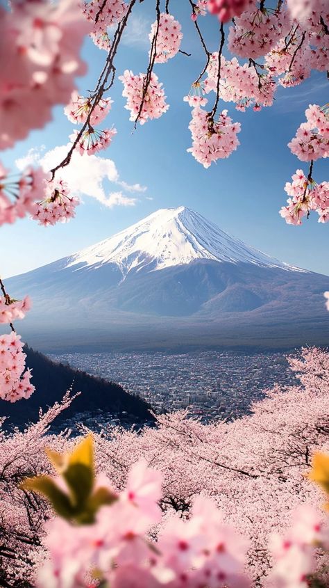 Fuji Mountain Illustration, Alphabet Aesthetic, Gunung Fuji, Sakura Painting, Mount Fuji Japan, Fuji Japan, Fuji Mountain, Peace Illustration, Mountains Landscape