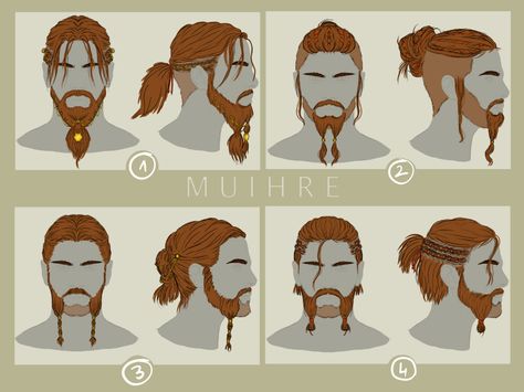 Viking Hair Drawing, Viking Haircuts For Men, Viking Reference, Viking Drawing Reference, Norse Hairstyles For Men, Viking Hair Drawing Reference, Historical Viking Hair, Sketch Head, Fantasy Hair Color