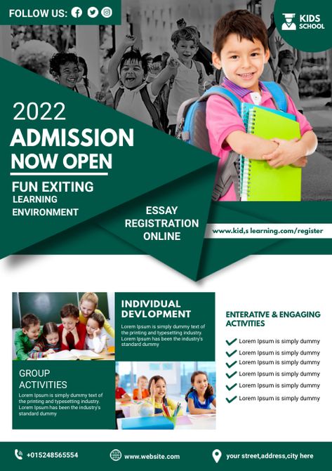 Poster For Admission Open, Pamphlets Design Ideas School, Flyer Design For School, How To Design A Poster For School, Flyer Design Education, Back To School Flyer Template Free, School Posters Design, Flyer Design School, Educational Flyer Design