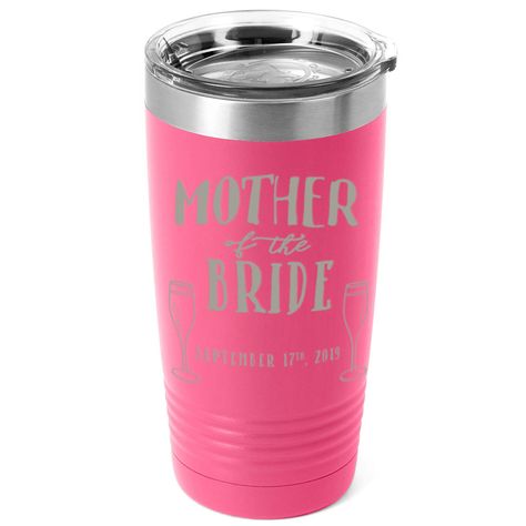 Personalized Travel Mug - Mother Of The Bride Tumbler | Personalized Drinkware | Pink Personalized Travel Mugs, Mom Travel, Hockey Gifts, Running Gifts, Engraved Design, Basketball Mom, Hockey Mom, Field Hockey, Travel Tumbler