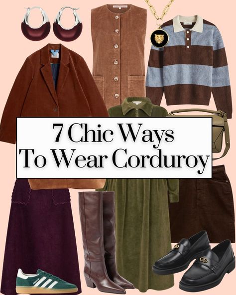 7 Chic Ways To Wear Corduroy - WearsMyMoney Corduroy Wide Leg Pants Outfit, Corduroy Midi Skirt Outfit, Light Brown Corduroy Pants Outfit, Courdory Jeans Outfits, Corduroy Jeans Outfit, Corduroy Pants Outfit Women, Corduroy Clothing, Corduroy Outfit, Cos Trousers