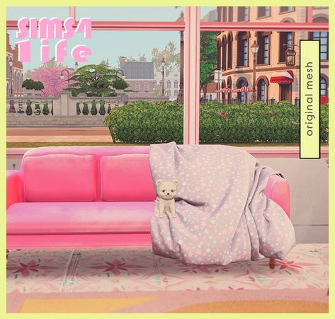 Puppy and sofa :D | Sims41ife on Patreon Sims 4 Sofa, Preppy Furniture, Pink Sofa Living Room, Living Room Sims 4, Sims 4 Content, Sims 4 Cc Furniture Living Rooms, Sims 4 Piercings, Pink Couch, Pink Furniture