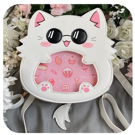 Tail And Ears, Cat With Sunglasses, 헬로키티 배경화면, Ita Bags, Anime Bag, Kawaii Bags, Ita Bag, Cat Sunglasses, Cat Clothes