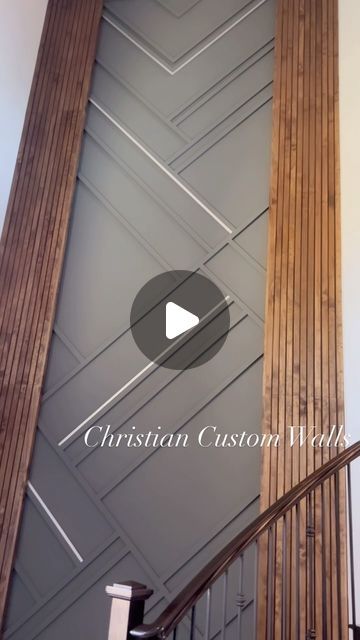 Christian Custom Walls on Instagram: "EXTRAordinary accent wall design   Loving the natural wood mix lately🤩  What do you think? #accentwalls #walldecor #walldesigns #walldecor #fyp #interiordesign #houstonaccentwall" Wood Design Accent Wall Stairs, Accent Wall Foyer, Stairs Wall Design Modern, Entry Wall Design, Staircase Wall Design Modern, Accent Wall Staircase, Stairs Feature Wall, Stairway Accent Wall, Lobby Wall Design