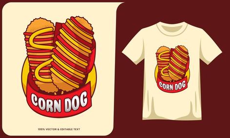 Corn dog cartoon logo with text effect a... | Premium Vector #Freepik #vector #logo #food #menu #design Corndog Logo, Watercolor Business Cards, Doodle Background, Corn Dog, Dog Business, Food Menu Design, Dog Cartoon, Smash Burger, Branding Template