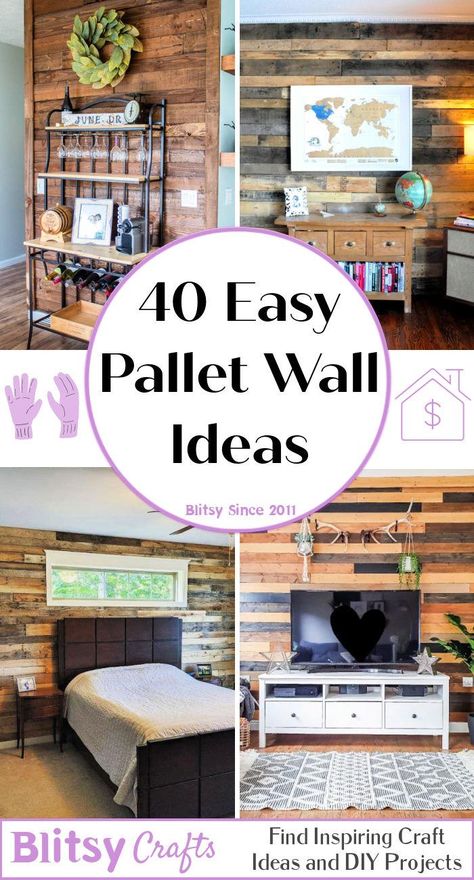 40 Cheap Pallet Wall Ideas That Are Easy To Install - Blitsy Pallet Wall Bathroom, Pallet Wall Ideas, Wood Walls Living Room, Pallet Projects Decor, Wooden Pallet Wall, Pallet Projects Wall, Wood Pallet Crafts, Pallet Wood Wall, Projects To Make And Sell