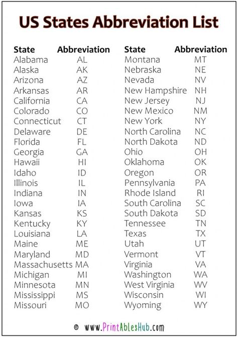 Us States Abbreviations, State Abrevations List, State Abbreviation Printable, List Of 50 States Printable, How To Memorize The 50 States, State Abbreviations Worksheets, Us Presidents List, 50 States Worksheets, States Worksheets Free Printable