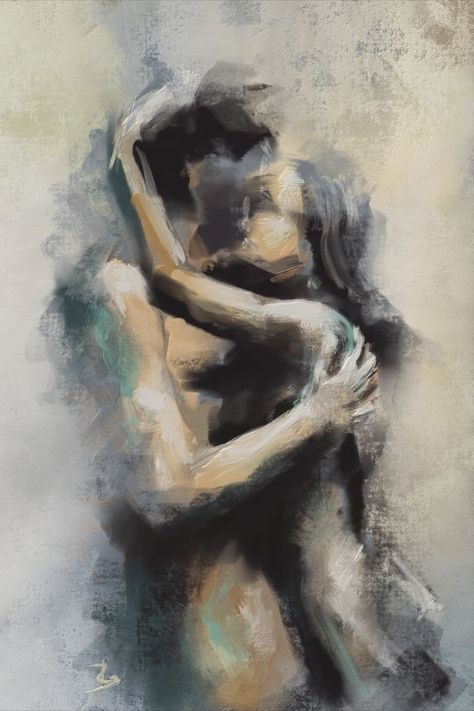 Nude Couple, Lovers Painting, Couple Embracing, Romantic Artwork, Couple Painting, Art Of Love, Romance Art, Romantic Art, Human Art