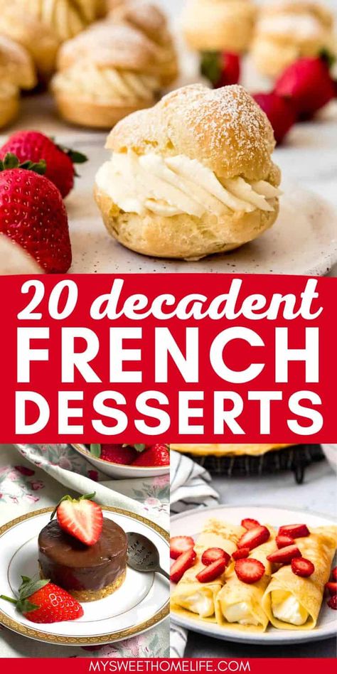 Indulge in the magic of French dessert recipes with this collection of date night-worthy recipes. From the elegance of tarte tatin to the classic taste of creme brulee, find the perfect sweet ending to your romantic evening. Easy Elegant Desserts Entertaining, Special Occasion Desserts, Fancy French Desserts, French Recipes Desserts, Classic Dessert Recipes, Easy French Food Recipes, French Desserts Recipes, Easy French Desserts, International Dessert Recipes