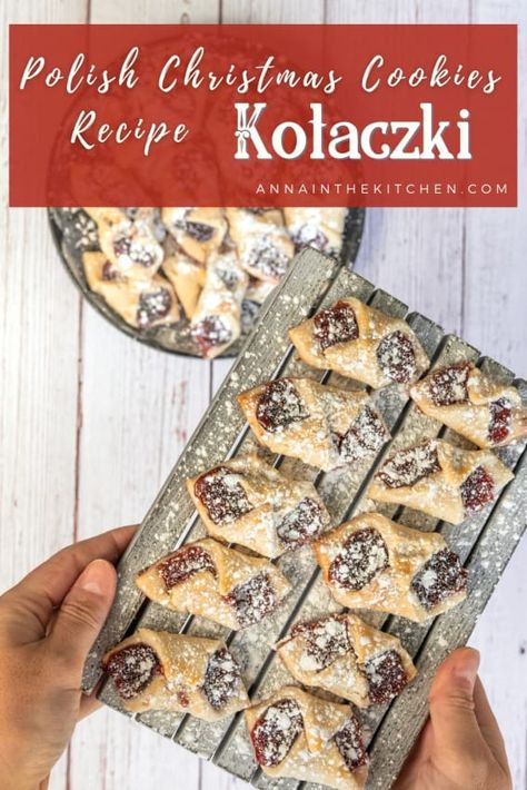 Christmas Cookies Cream Cheese, Kolachky Cookie Recipe, Polish Christmas Cookies, Kolaczki Cookies Recipe, Kolaczki Cookies, Kolaczki Recipe, European Cookies, Cookies Raspberry, Christmas Fare