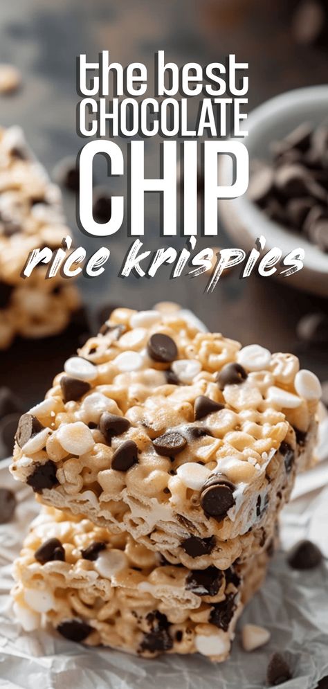 Chocolate Chip Rice Krispies [15 Minutes] – Chasety Best Homemade Rice Crispy Treats, Chocolate Chip Rice Crispy Treats, Cereal Rice Krispie Treats, Rice Krispie Treats With Chocolate Chips, Marshmallow Krispie Treats, Blueberry Rice Krispie Treats, Rice Krispy Treat Ideas, Savory Rice Krispie Treats, Rice Krispie Recipes Easy