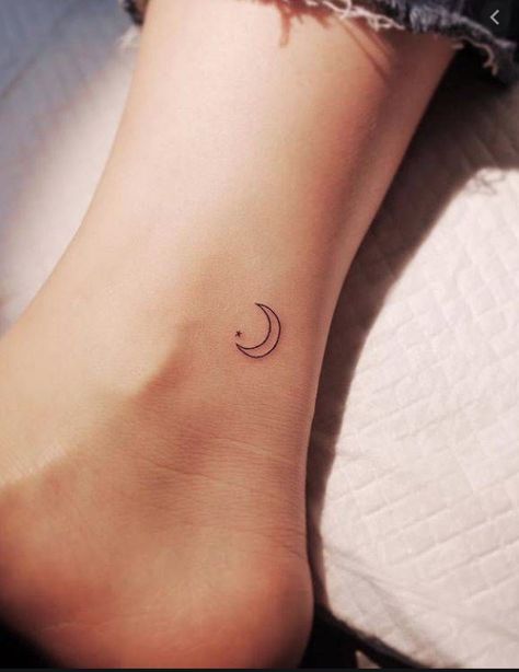 Crescent Tattoo, Half Moon Tattoo, Ankle Tattoos For Women, Crescent Moon Tattoo, Foot Tattoos For Women, Small Girl Tattoos, E Tattoo, Dainty Tattoos, Subtle Tattoos