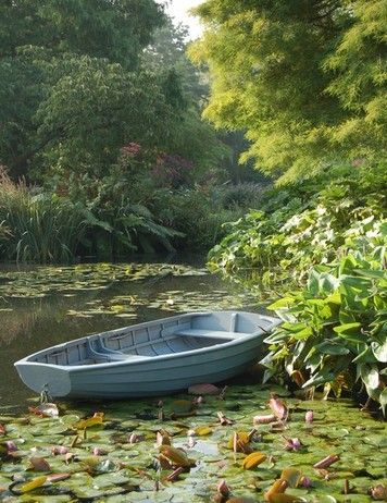 . Forest Inspiration, Beth Chatto, Colchester Essex, Row Boats, Pond Landscaping, Garden Nursery, Boat Painting, Wild Spirit, Lily Pond