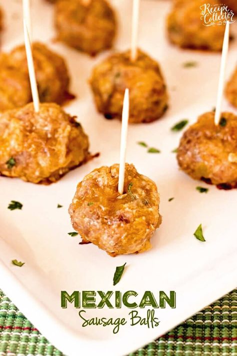 Mexican Sausage Balls – A quick and easy appetizer made with breakfast sausage you can make ahead of time and bake when you’re ready! Bisquick Breakfast, Sausage Ball, Mexican Sausage, Wedding Recipes, Nacho Party, Recipe Appetizers, Sausage Balls Recipe, Small Bites Appetizers, Platter Ideas