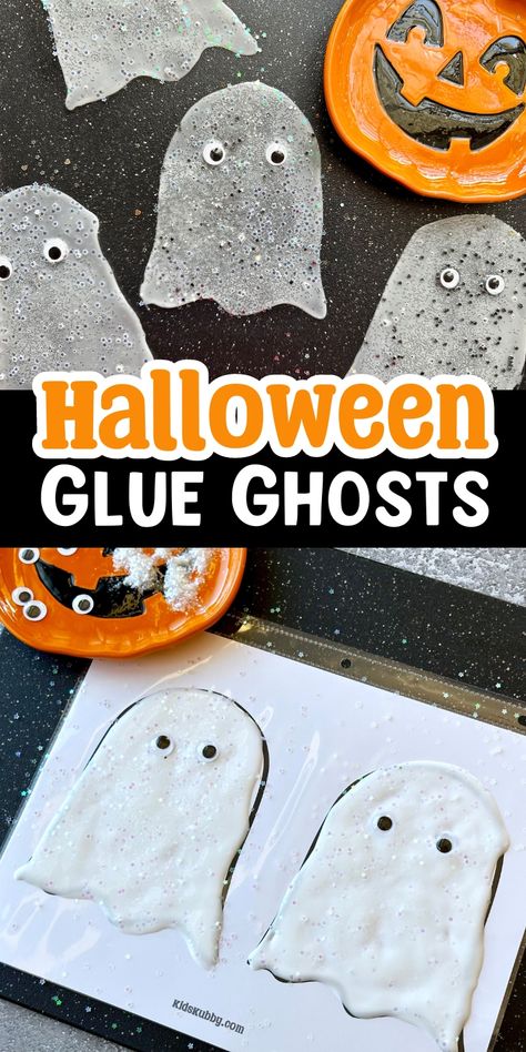 Halloween Glue Crafts, Fun Kids Halloween Crafts, Ghosts Activities For Preschoolers, Ghosts In The Graveyard, Halloween Ghost Craft Toddlers, Halloween Crafts For Kids 6-8, Halloween Family Craft Ideas, Peek A Boo Ghost Craft, Preschool Halloween Class Party