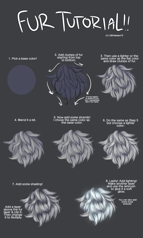 Fur Tutorial - (Lilithsleeps15) - Here's a fur tutorial since someone asked for it! This the w | Illustrations - MediBang Fur Tutorial, الفن الرقمي, Art Hair, Digital Painting Techniques, Art Help, Digital Art Beginner, Art Street, Inspo Board, Ipad Art