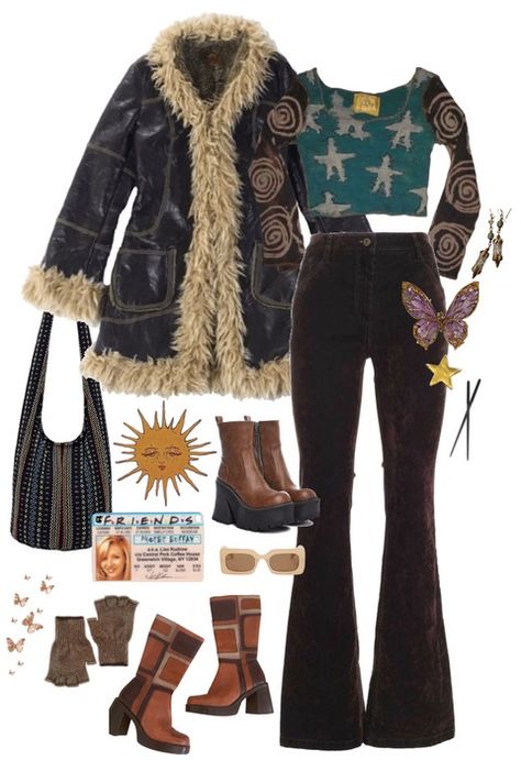 Phoebe Buffay Outfit | ShopLook Phoebe Buffay Fall Outfits, Phoebe Buffay Aesthetic Outfit, Phoebe Buffay Winter Outfits, Phebeo Buffay Style, Hippy Winter Fits, Phoebe Buffet Inspired Outfits, Phone Buffay Outfits, Outfits Hippie Aesthetic, Phoebe Friends Outfits