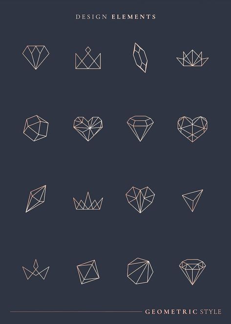 Gem Logo, Heart Geometric, Jewelry Logo Design, Diamond Vector, Logo Design Set, Motif Art Deco, Logo Jewelry, Diamond Logo, Crystal Logo