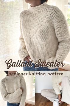 Sweaters To Knit Patterns, Chuncky Knit Sweater, Super Bulky Yarn Sweater Pattern, Super Bulky Sweater Knitting Patterns, Easy Knit Womens Sweater Pattern Free, Chunky Knit Jumper Pattern, Womens Chunky Knitting Patterns, Easy To Knit Sweaters, Beginner Knit Clothes