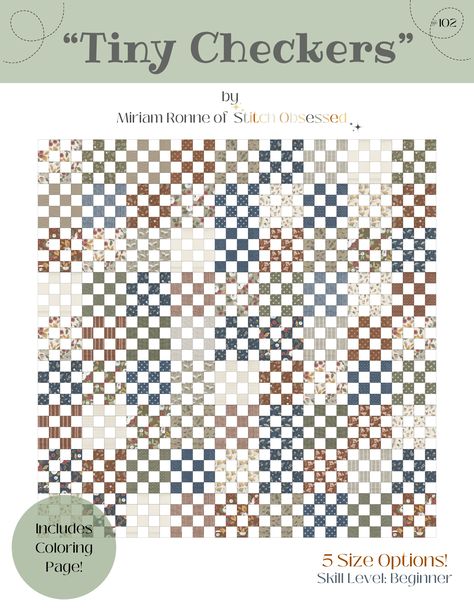 Tiny Checkers Quilt Pattern (PDF Copy) 16 Patch Quilt, Beginner Quilt, Quilt Pattern Download, Easy Quilt, Pillow Tutorial, Quilting Templates, Beginner Quilt Patterns, Easy Quilt Patterns, Pdf Quilt Pattern