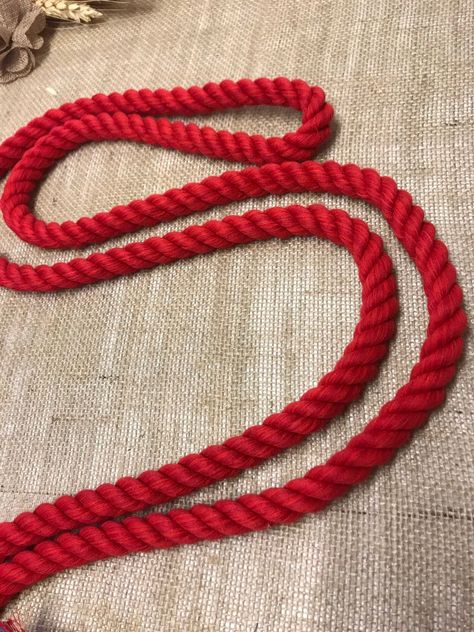 "**to save 10% on your first order with us sign up for the TBT email list at bit.ly/tbtsave **This is a twisted 1/2\" cotton reins. It is red in color and braided back into the rope for an nice finished look. It is spliced on to 2 trigger snaps and is a little over 8' long. This is a very soft cotton rope." Red Horse Tack, Dark Pics, Bitless Bridle, Margarita Mix, Red Horse, Colored Rope, Bible Women, Rope Knots, Red Rope