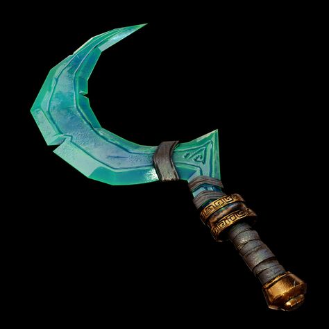 Druid Sickle Dnd, Sickle Concept Art, Sickle Dnd, Fantasy Sickle, Sickle Art, Sickle Design, Lowpoly 3d, Cybernetic Arm, Dnd 5e Homebrew