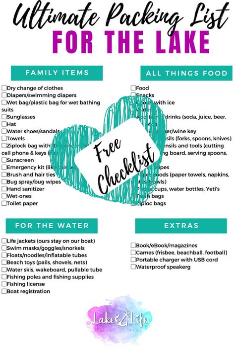 Are you getting ready for the perfect day on the lake but have no idea what to bring? Lucky for you I’m here to help with my ultimate list of essentials to pack for a day on the lake. This ultimate packing list is perfect for a day at the lake, or the beach, plus it comes with a free printable packing list. #lakelife #lakelifeliving #lake #beachlife #beachbag #lakelifestateofmind Lake Essentials Packing Lists, Lake Day Must Haves, What To Bring On A Boat Day Trip, Day At The Lake Food, Lake Packing List Summer, Boating Must Haves, Boat Packing List, What To Pack For The Lake, What To Bring To The Lake